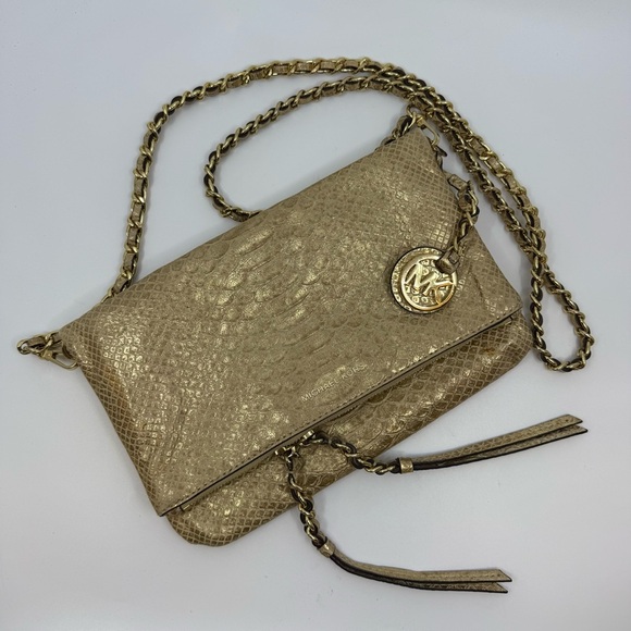Michael Kors Handbags - Michael Kors Corinne Medium Metallic PYTHON EMBOSSED CORINNE MEDIUM MESSENGER